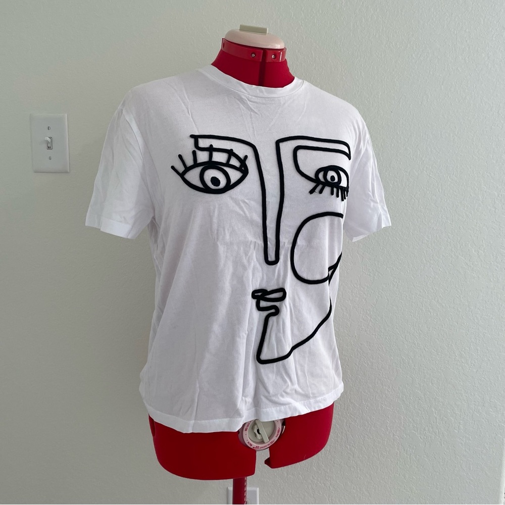 Zara White T-shirt with Black detail
